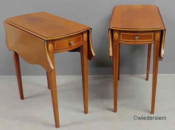 Appraisal: Pair of Hepplewhite style inlaid mahogany side tables ''h x