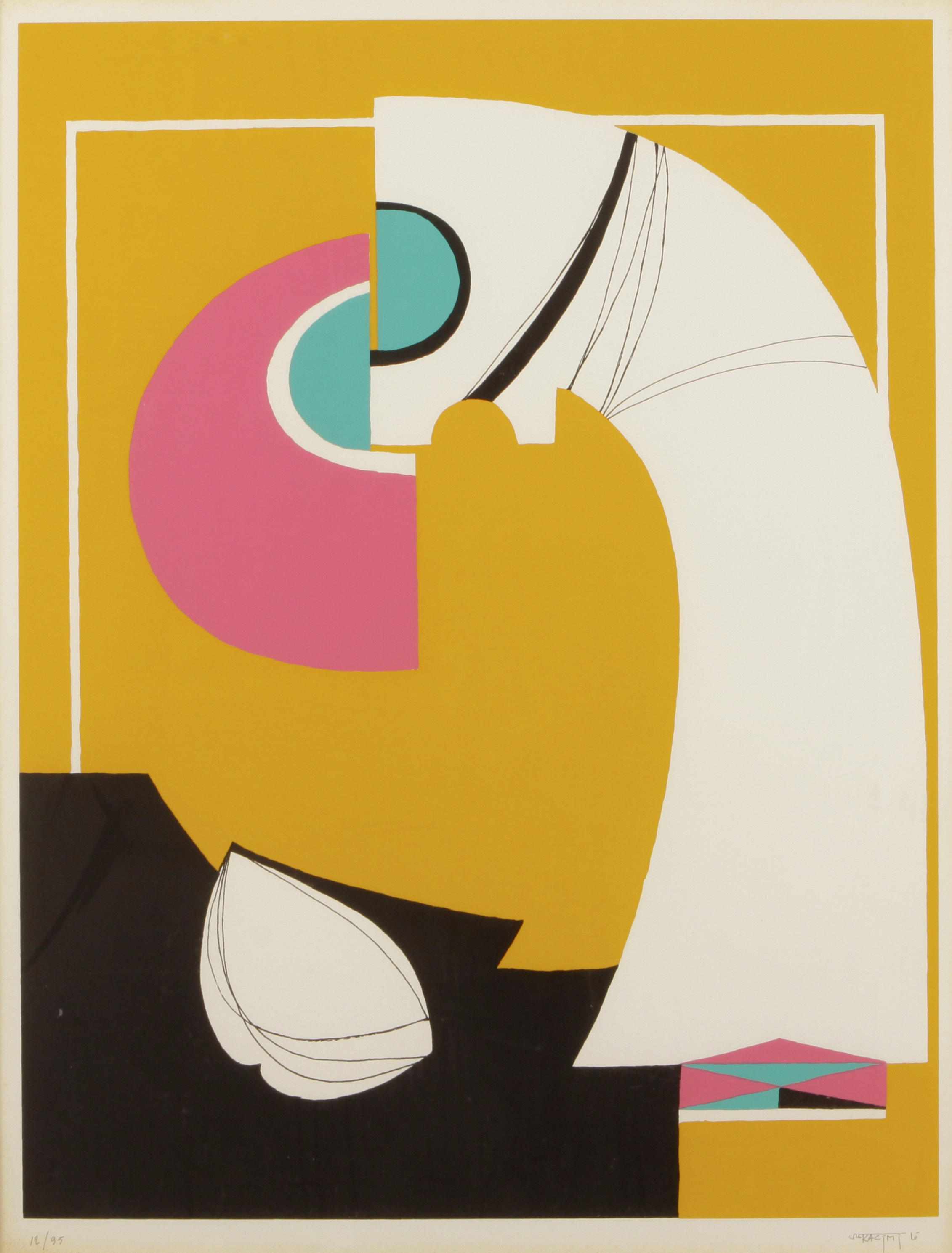 Appraisal: Mohamed Kacimi born Untitled Composition c Screenprint in colors on