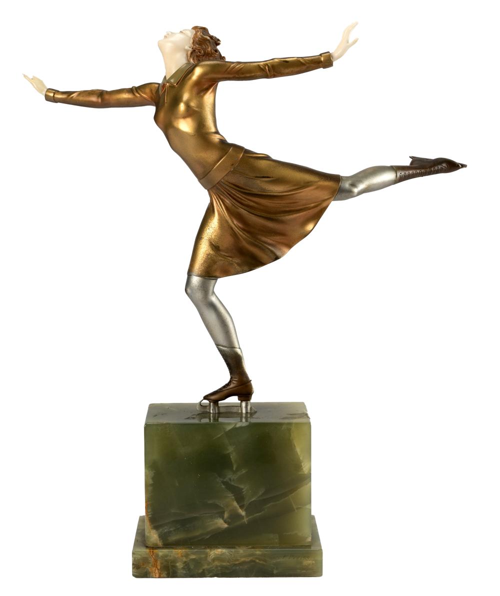 Appraisal: ART DECO FIGURE OF A SKATERattributed to Johann Philipp Ferdinand