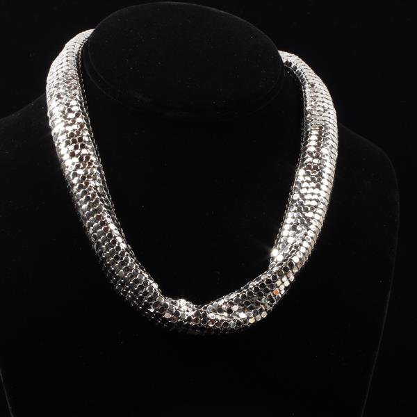 Appraisal: Lanvin Paris Vintage Designer Silver Tone Mesh Collar Necklace