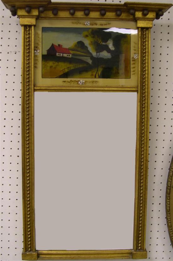 Appraisal: Federal style two part mirror with eglomise panels gilt frame