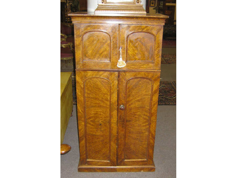 Appraisal: ENGLISH TH CENTURY BURL WALNUT WINE CABINET Molded top over