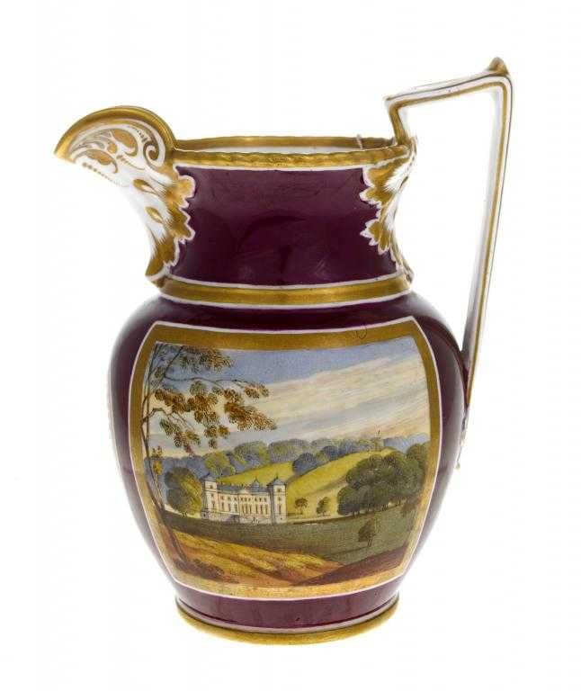 Appraisal: A GRAINGER WORCESTER CLARET GROUND JUG with cable rim gilt