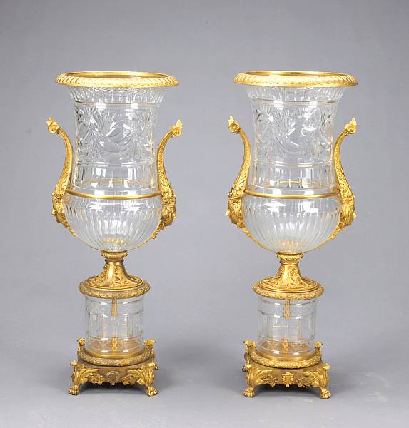 Appraisal: An impressive pair of Empire style gilt bronze and cut