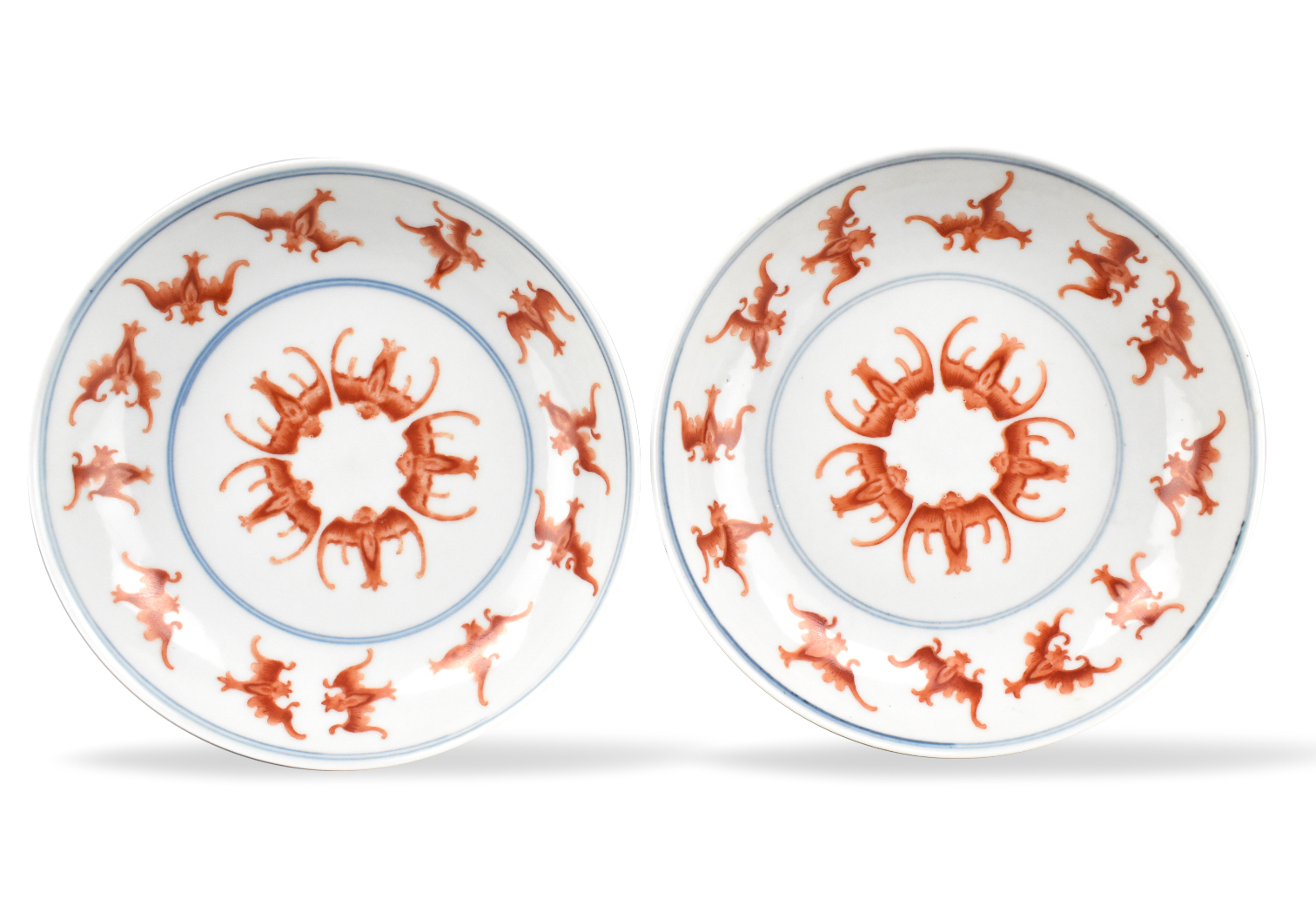 Appraisal: A pair of Imperial Chinese red bat dishes dating from