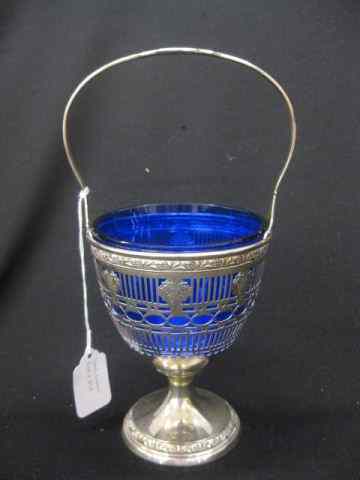 Appraisal: Gorham Sterling Silver Basket cobalt liner fancy openwork '' to