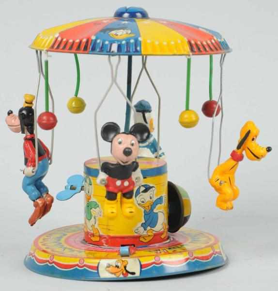 Appraisal: Tin Litho Linemar Disney Carousel Wind-Up Toy Japanese Working Tin