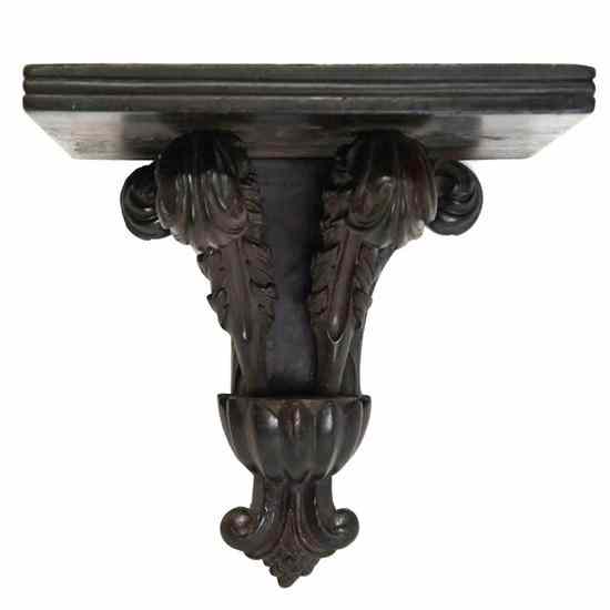 Appraisal: An Ebonized Rosewood Wall Bracket Shelf circa the support having