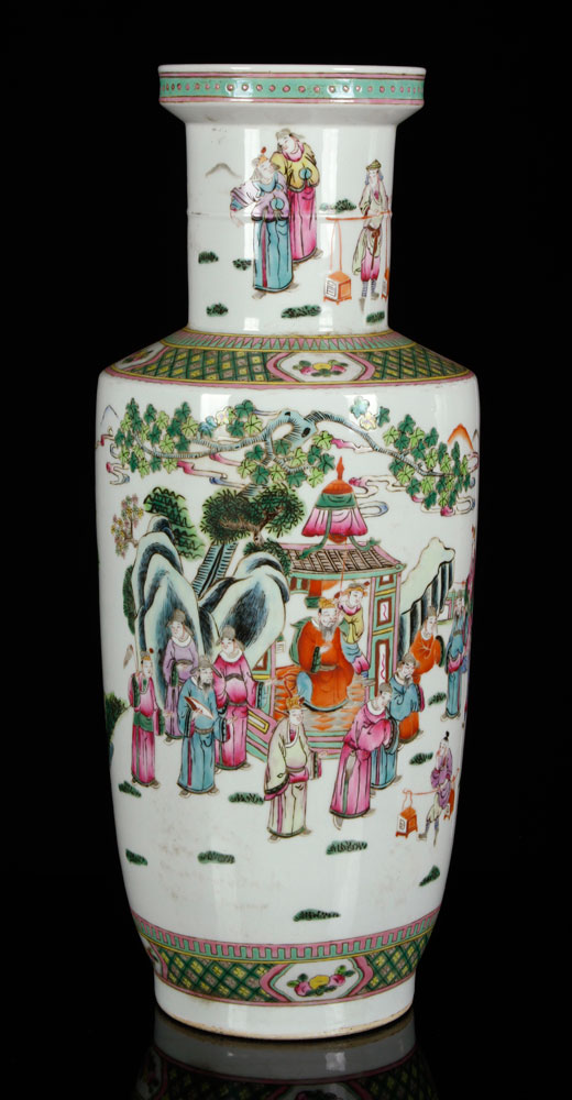 Appraisal: - Qing Dynasty Chinese Famille Rose Vase Porcelain Later Qing