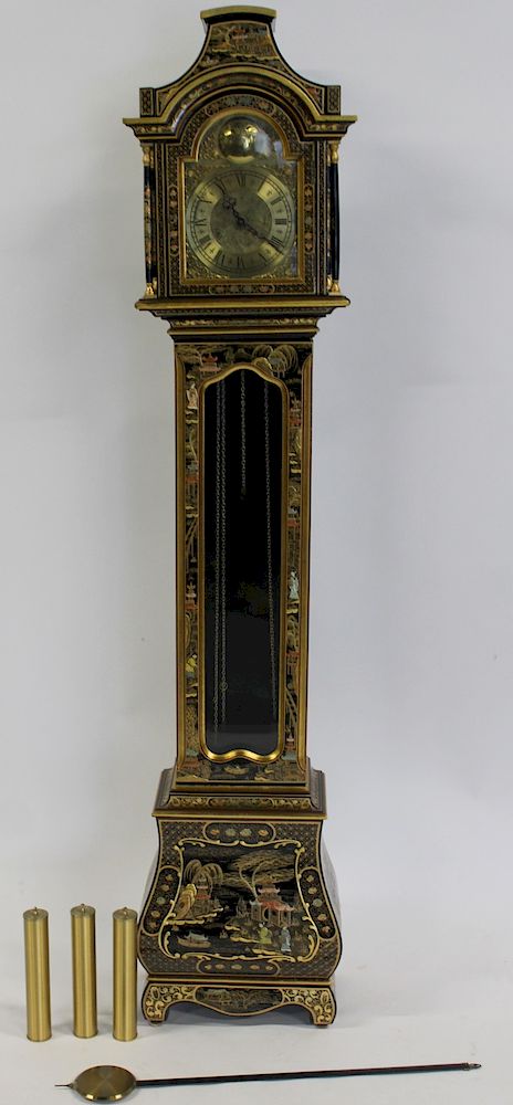 Appraisal: Antique And Finest Quality Chinoiserie Decorated Grandmother Clock From a