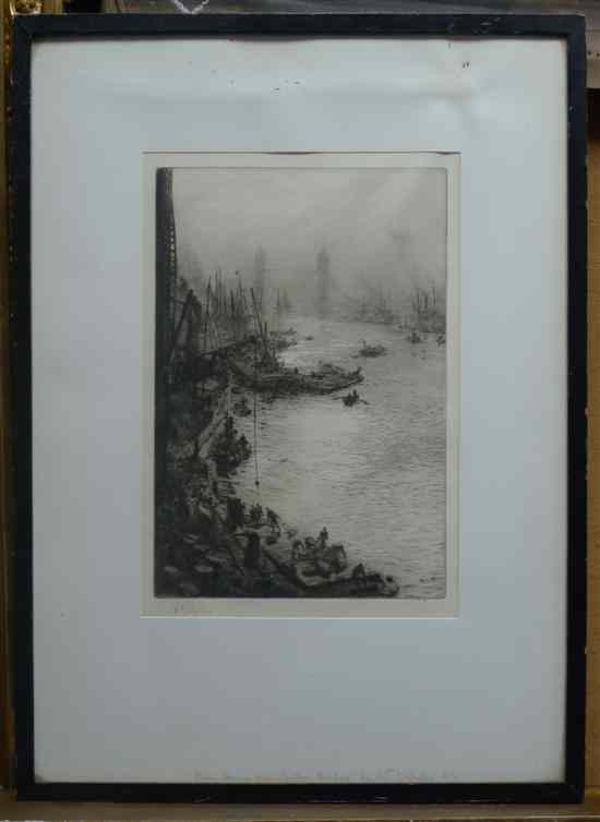 Appraisal: William Lionel Wyllie - etching Down stream from London Bridge