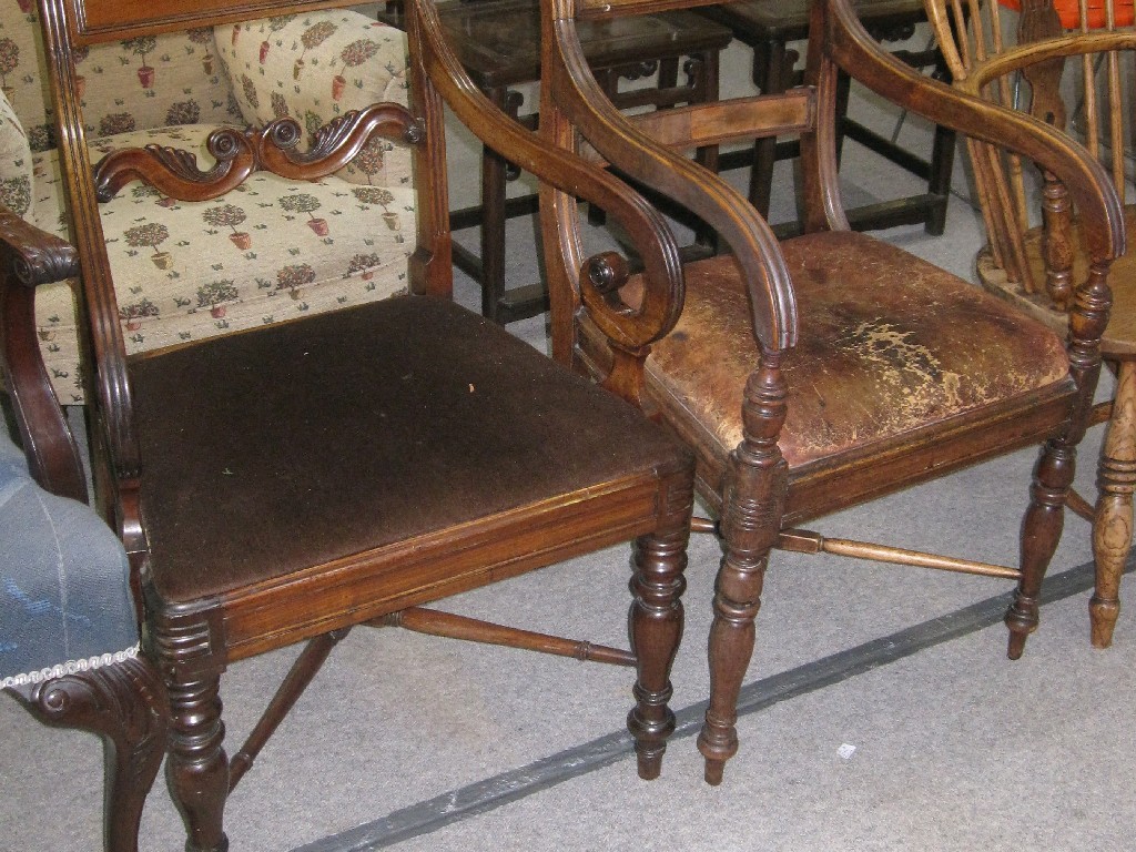 Appraisal: Lot comprising two regency mahogany carvers