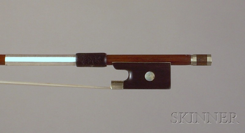 Appraisal: Nickel Mounted Violin Bow Probably French c the round stick