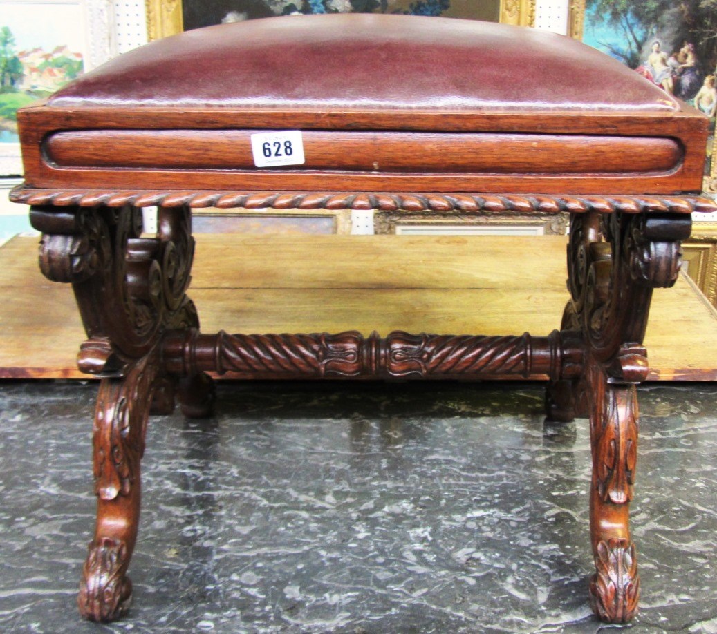 Appraisal: A th century Anglo Indian rosewood framed stool on a