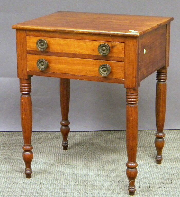 Appraisal: Late Federal Cherry Two-drawer Stand