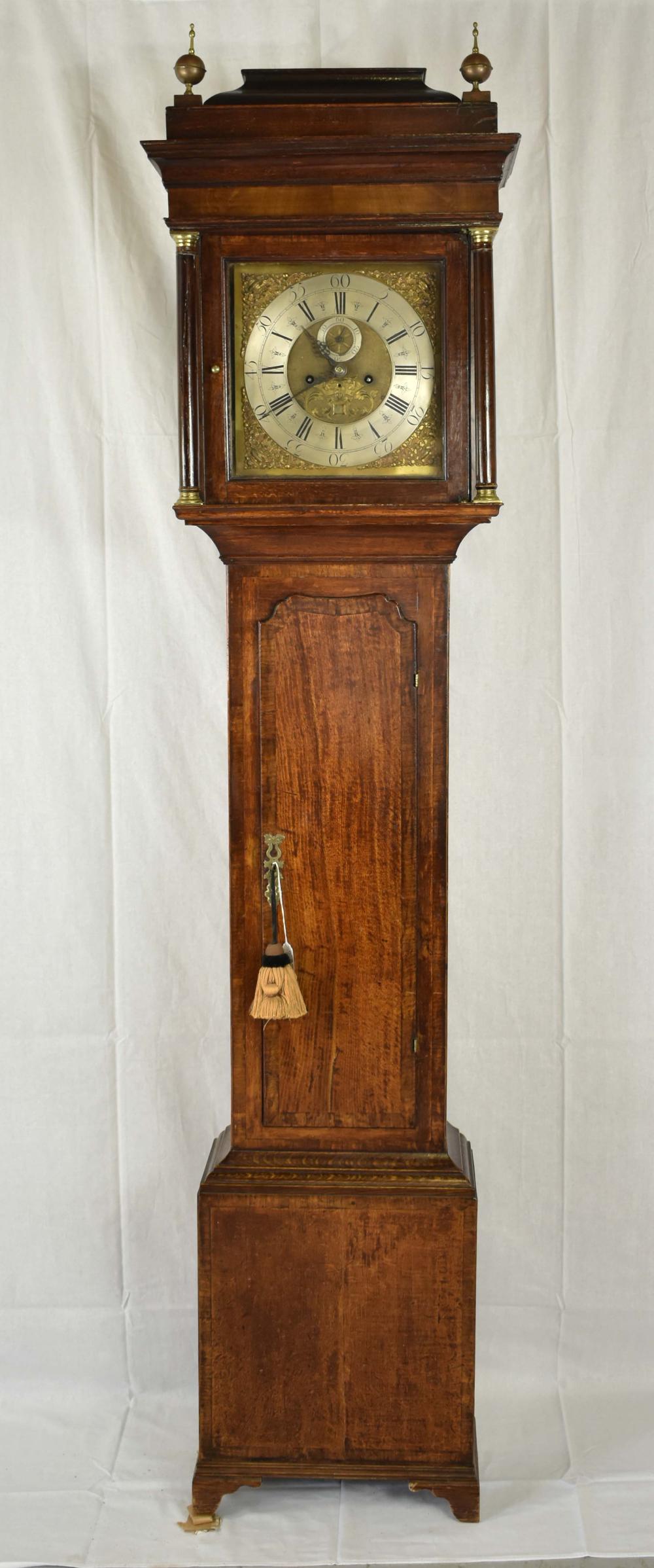 Appraisal: GEORGE III ELM AND OAK TALL CASE CLOCKLate th Early