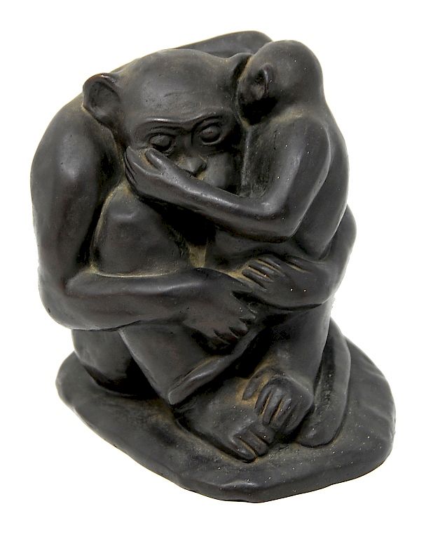 Appraisal: G Fiumk Bronze Sculpture G Fiumk Signed Bronze Monkey Holding