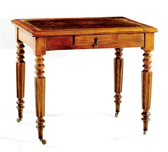 Appraisal: William IV walnut and leathertop writing table late th century