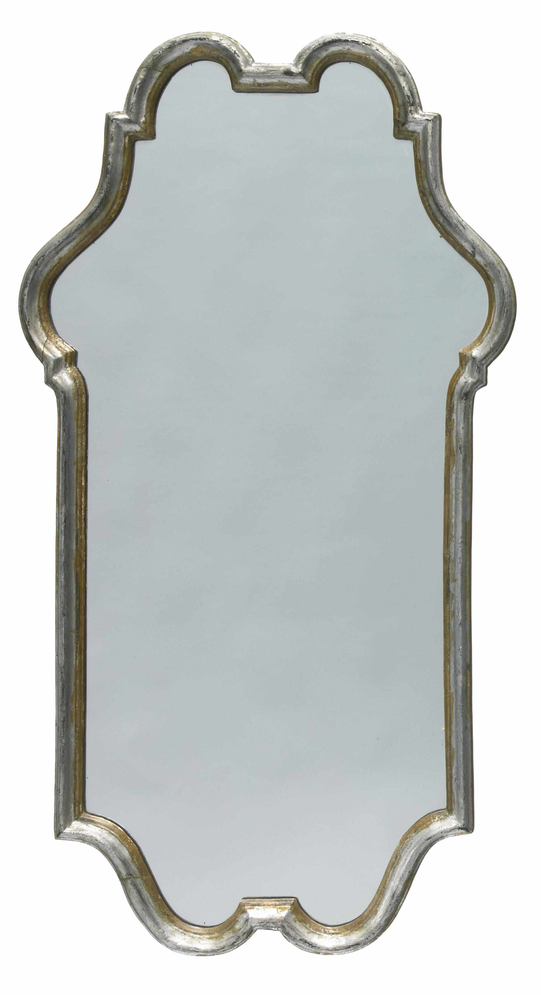 Appraisal: An Italian Rococo style silvered and giltwood mirror the silvering