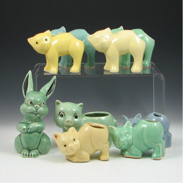 Appraisal: Hull Early Novelty - Cats Rabbit Pig Lot of nine