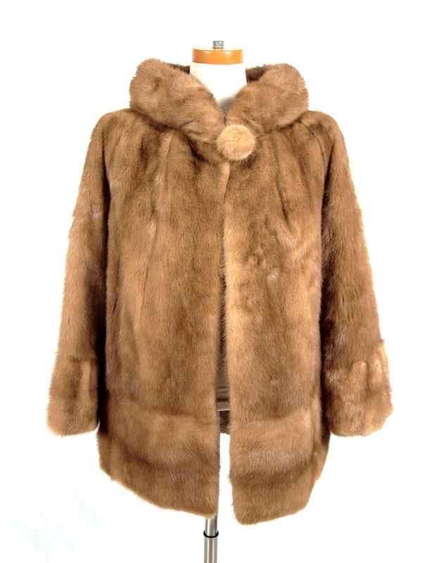 Appraisal: VINTAGE MINK FUR JACKET Car coat collar with pom pom