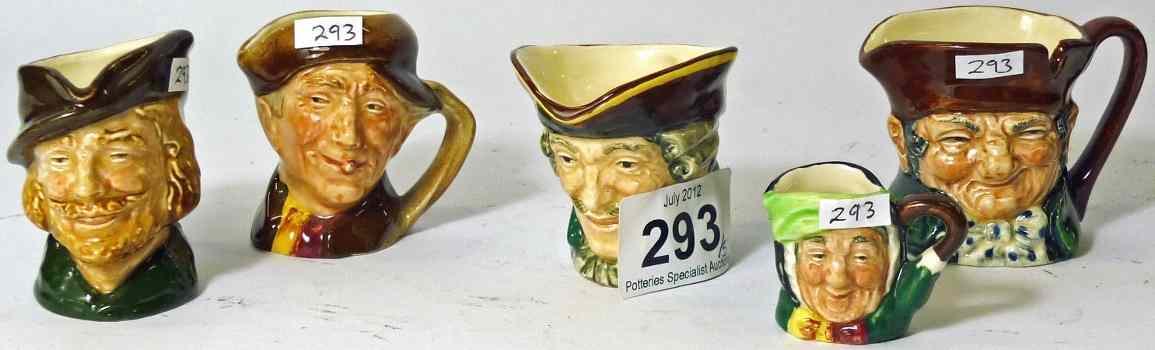 Appraisal: Royal Doulton Miniature Character Jugs Robin Hood D Old Charley