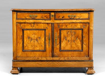 Appraisal: Biedermeier burlwood commode walnut pine and other secondary woods two