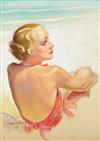 Appraisal: BRADSHAW CRANDELL Bathing Beauty Carole Lombard Pastel on thick paper