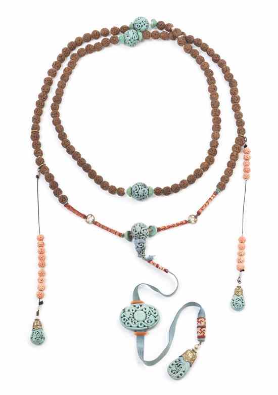 Appraisal: A Chinese Court Necklace comprised of sandalwood beads each with