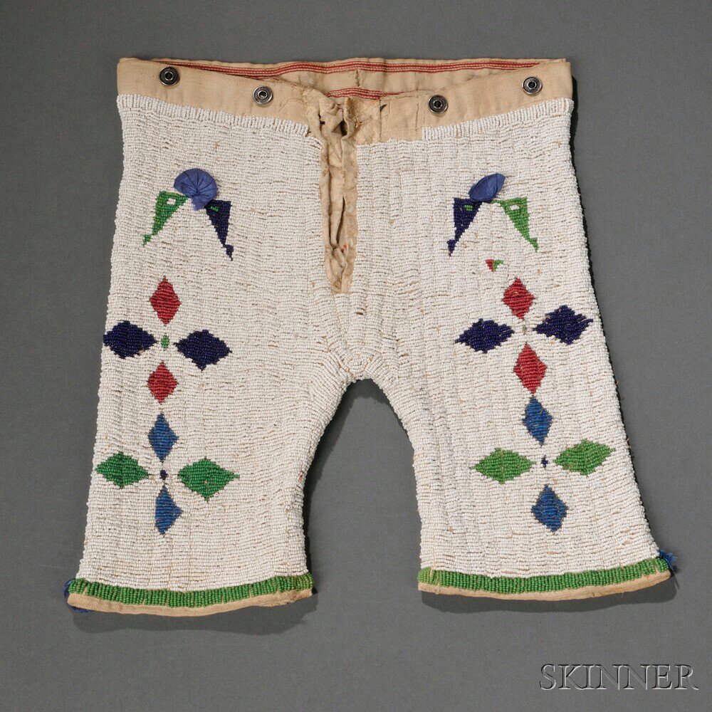 Appraisal: Lakota Beaded Canvas and Hide Boy's Shorts c late th