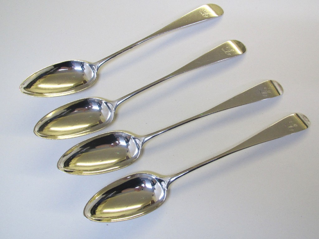 Appraisal: Four George III silver tablespoons with engraved letter L Edinburgh