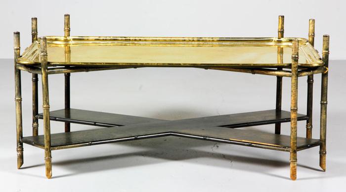 Appraisal: - Brass Baker Furniture Table Brass Baker Furniture table with