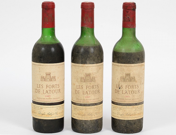 Appraisal: THREE FRENCH LA FORTS LATOUR RED WINE BOTTLESProvenance Estate of