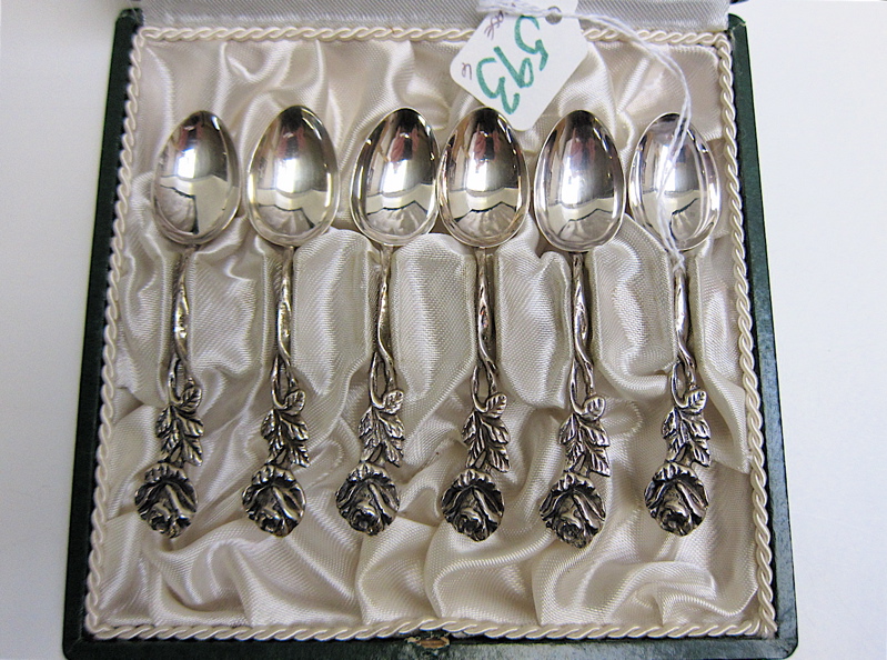 Appraisal: CASED SET SWEDISH FINE SILVER DEMITASSE SPOONS six spoons with