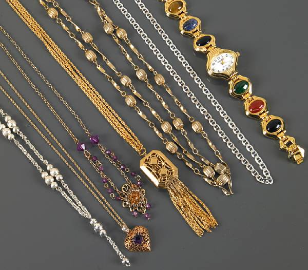 Appraisal: A large collection of costume necklaces clip-earrings and brooches