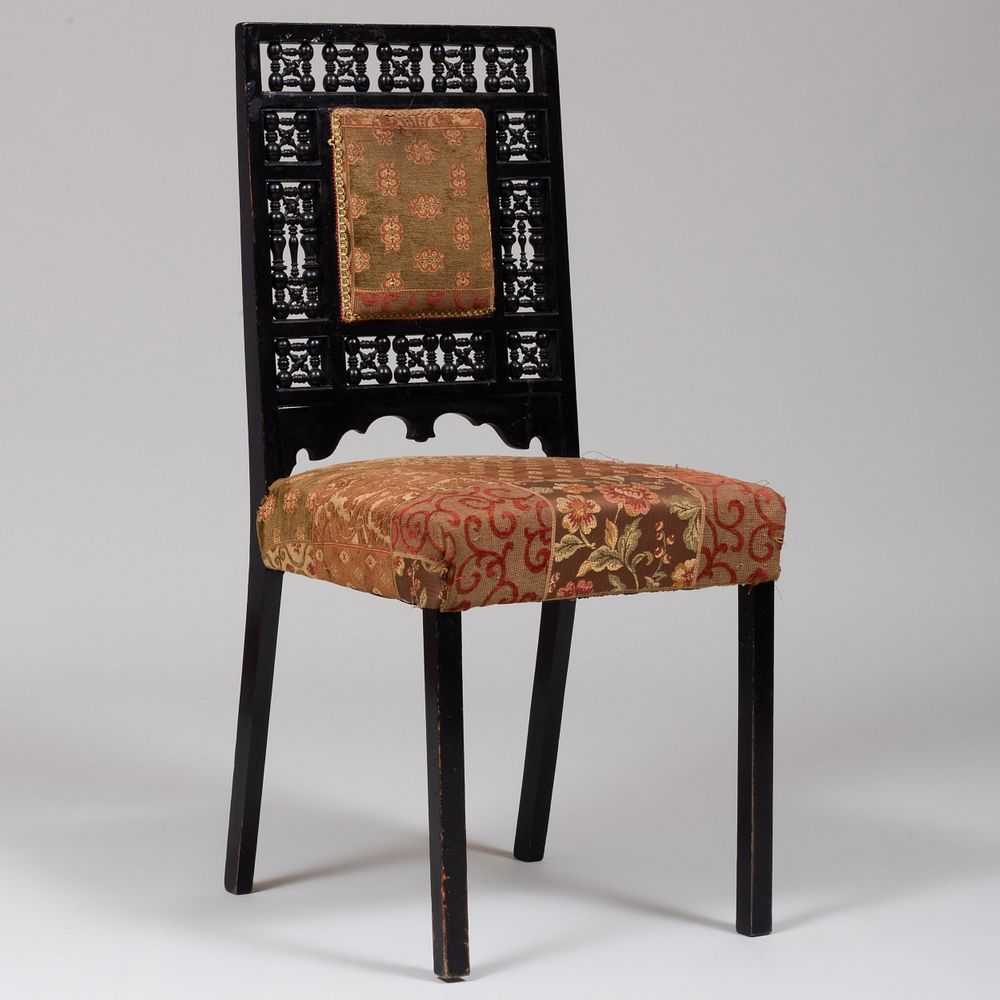 Appraisal: English Ebonized and Upholstered Side Chair Attributed to Liberty and