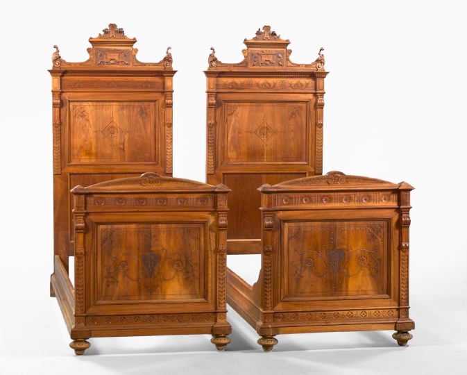 Appraisal: Pair of Napoleon III Walnut Twin Beds late th century