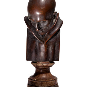 Appraisal: A Continental Bronze Bust of Dante Alighieri th Century Height