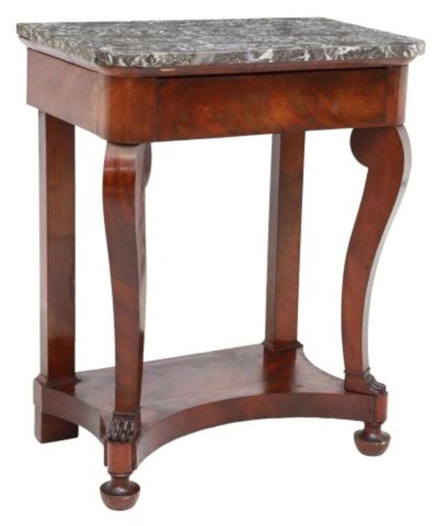 Appraisal: French Empire style mahogany pier table th c having marble