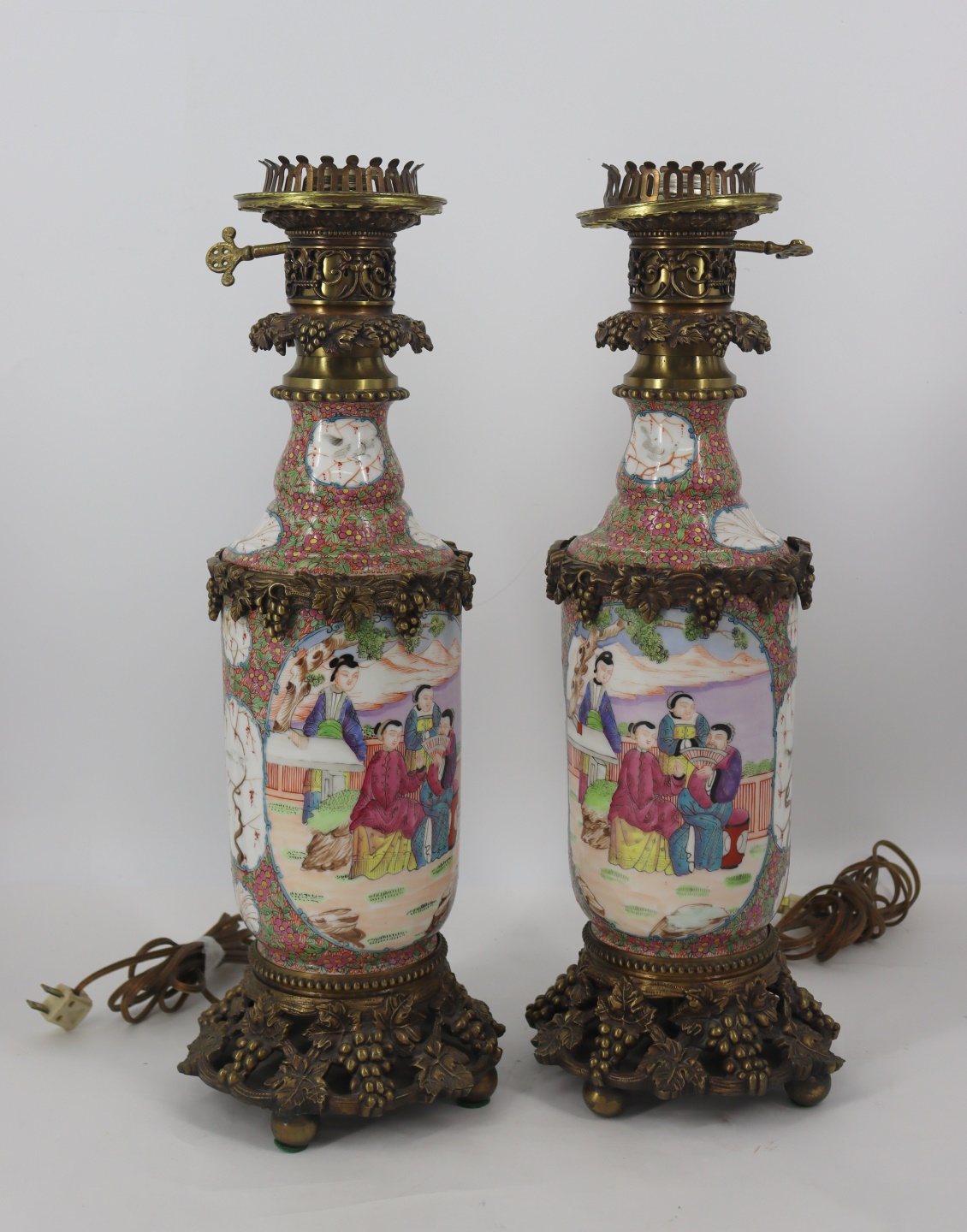 Appraisal: A PAIR OF BRONZE MOUNTED CHINESE EXPORT PORCELAIN Lamps Very