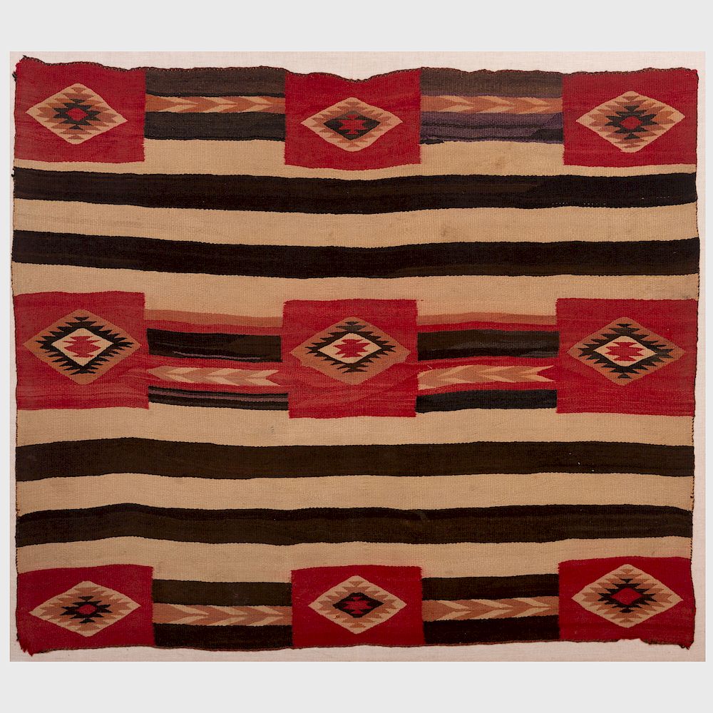 Appraisal: Navajo Chief's Blanket Rug Now mounted on a linen canvas