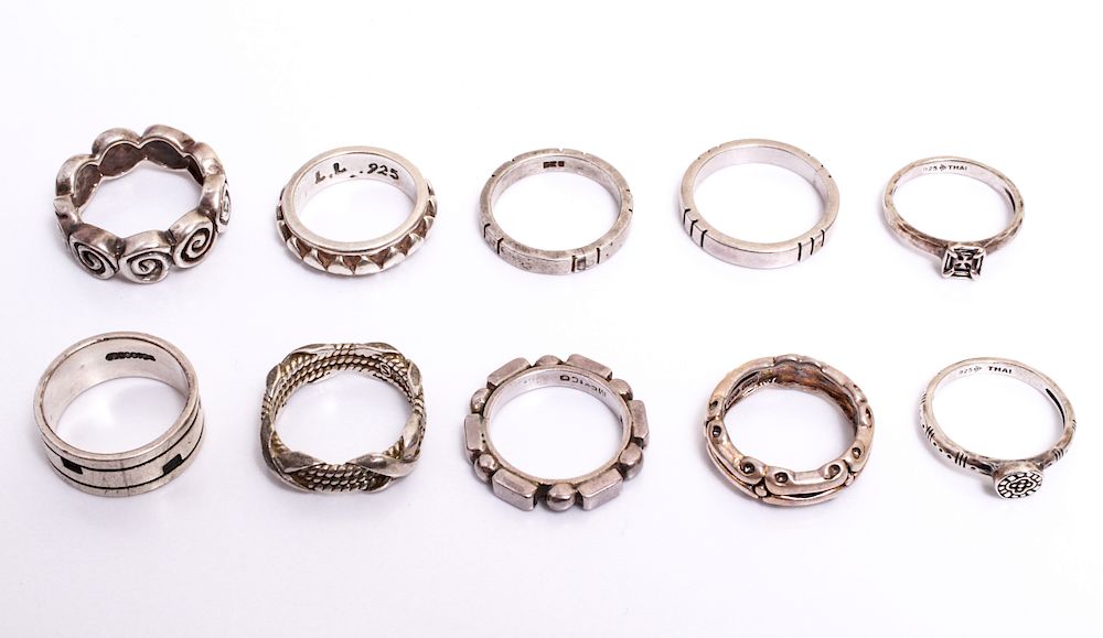 Appraisal: Sterling Silver Modern Rings Group of Group of ten sterling