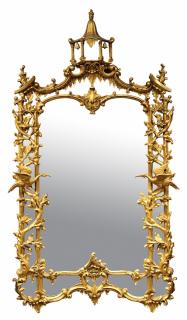 Appraisal: lot of Chinese Chippendale style giltwood overmantle mirror having a