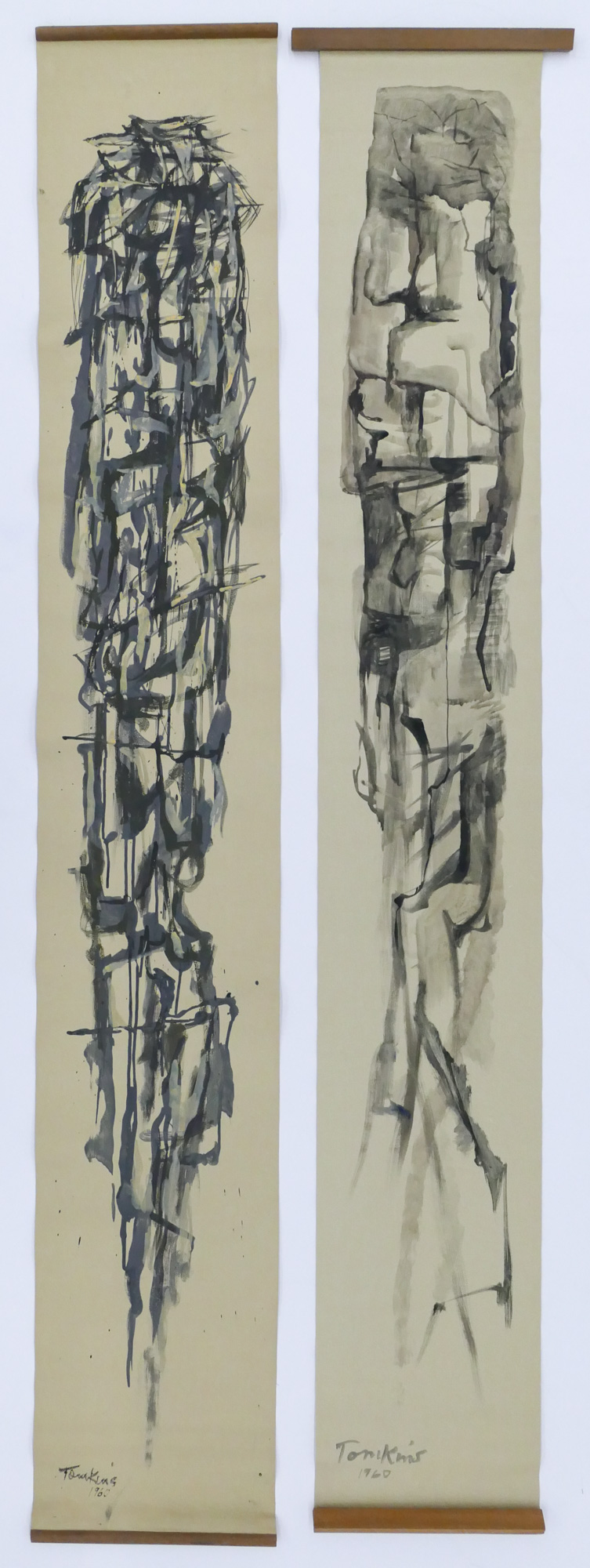 Appraisal: Margaret Tomkins - Washington ''Pair of Scrolls'' Abstract Oil on