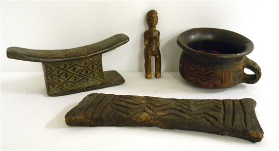 Appraisal: Central African Kuba Tribe items and fragments including small wooden