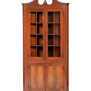 Appraisal: A Federal Style Cherry Corner Cupboard th Century Height x