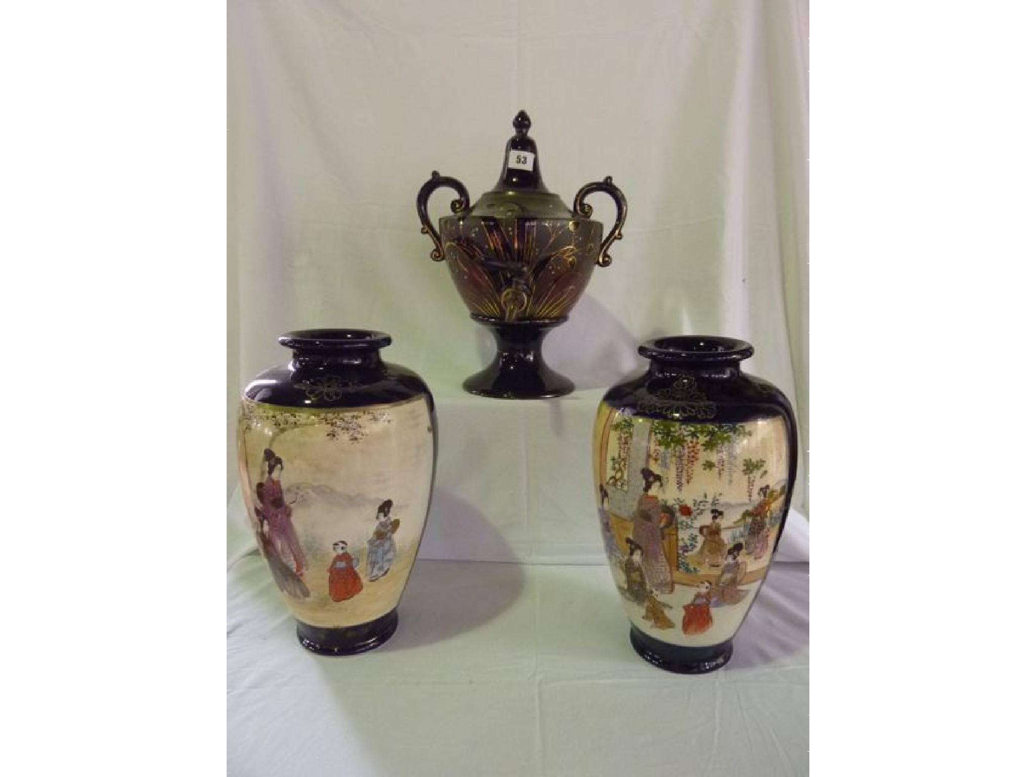 Appraisal: Two early th century Japanese Satsuma vases cm high approx