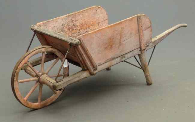 Appraisal: Early painted wheelbarrow ' Length