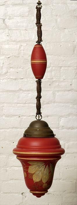 Appraisal: Painted Cased Glass Hall Light in