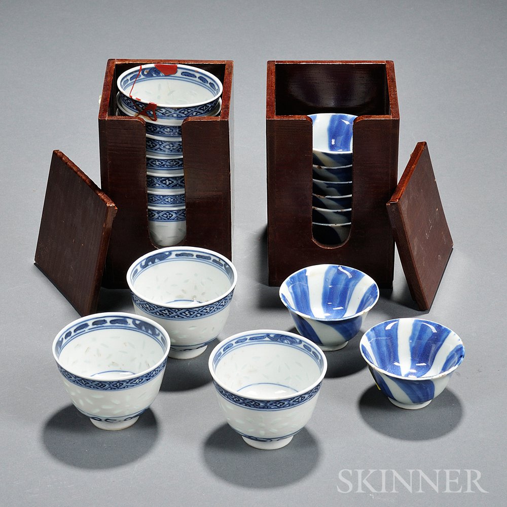 Appraisal: Eighteen Blue and White Cups China th th century eight